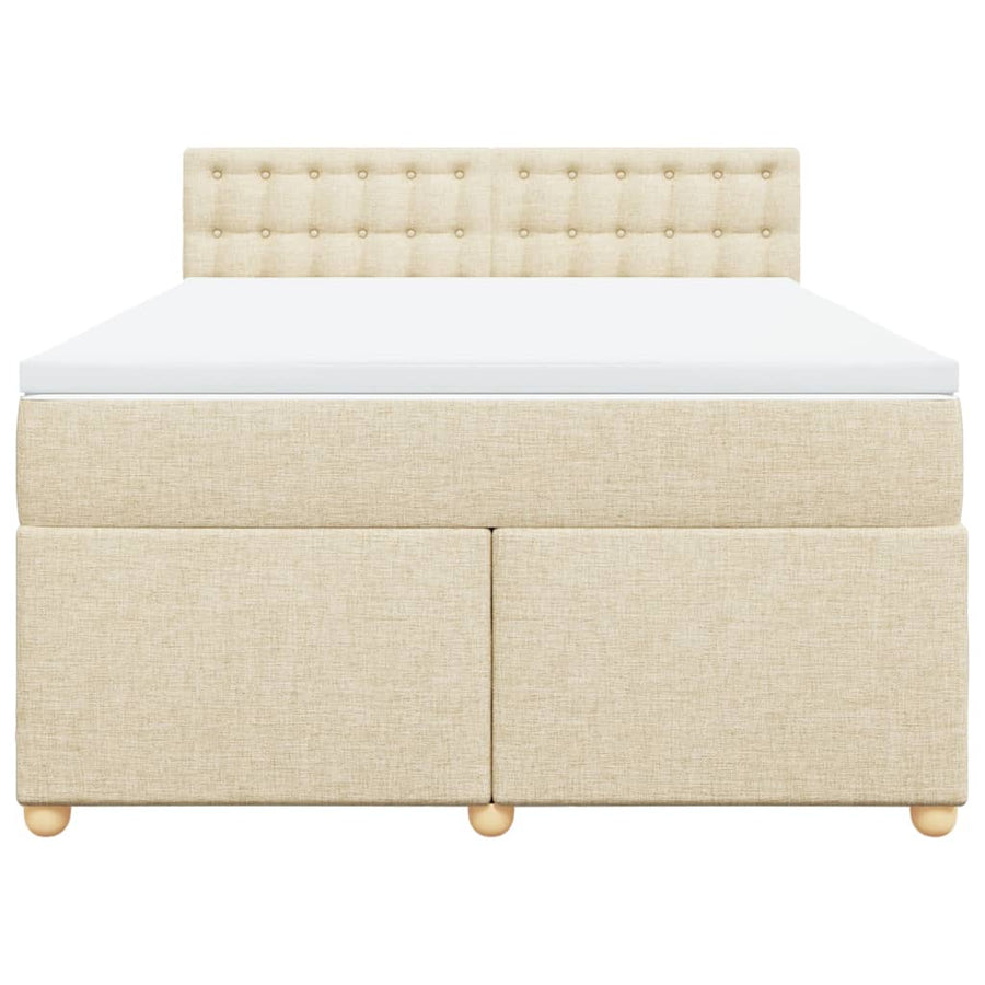 Boxspring met matras stof crèmekleurig 140x200 cm