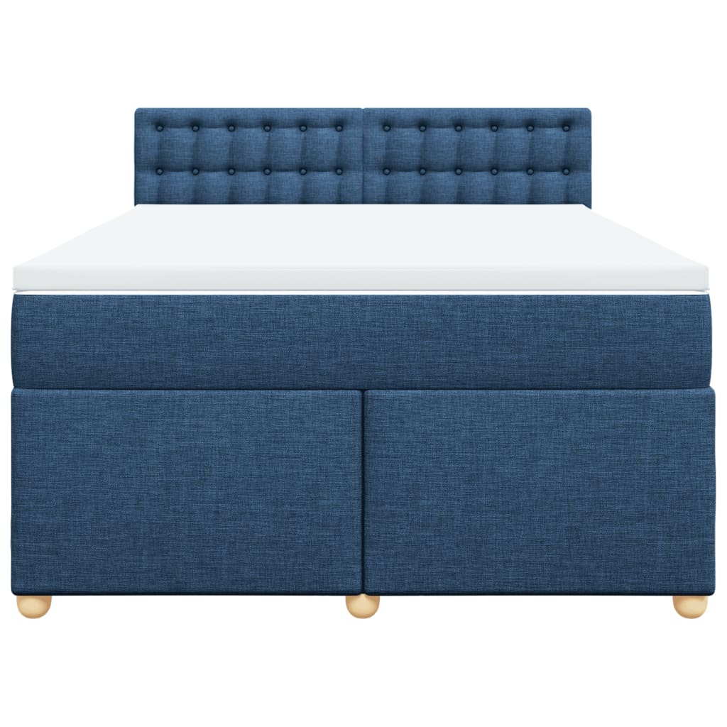 Boxspring met matras stof blauw 140x200 cm