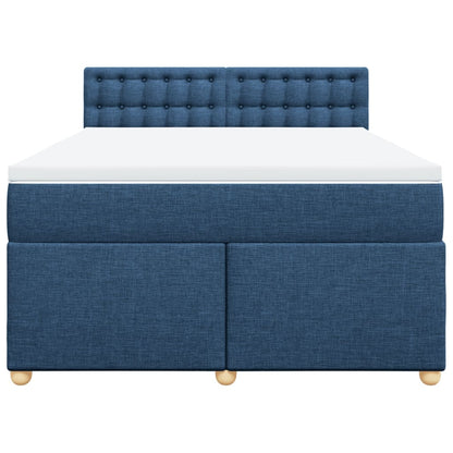 Boxspring met matras stof blauw 140x200 cm