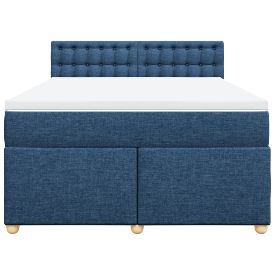 Boxspring met matras stof blauw 140x200 cm