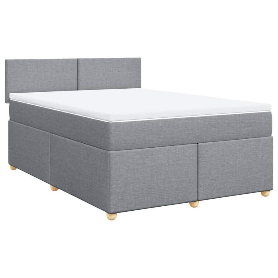 Boxspring met matras stof lichtgrijs 160x200 cm