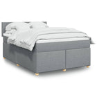 Boxspring met matras stof lichtgrijs 160x200 cm