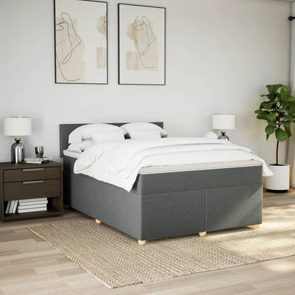Boxspring met matras stof donkergrijs 160x200 cm
