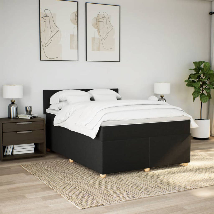 Boxspring met matras stof zwart 160x200 cm