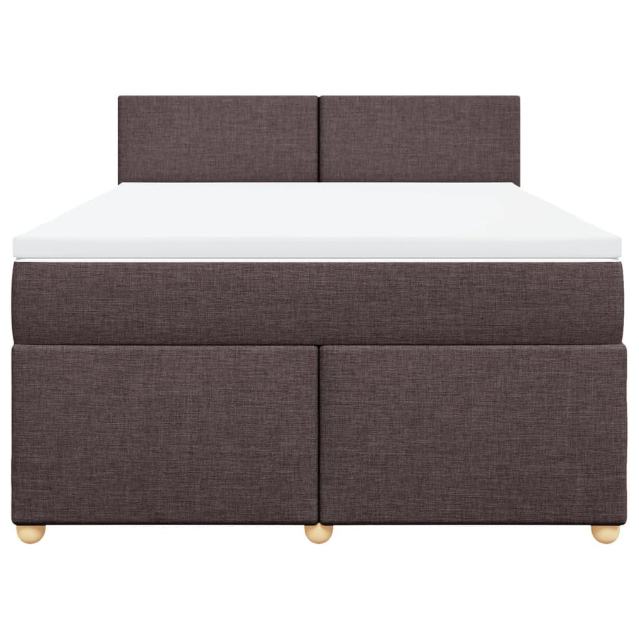Boxspring met matras stof donkerbruin 160x200 cm