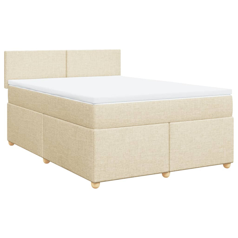 Boxspring met matras stof crèmekleurig 160x200 cm