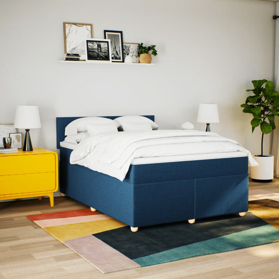 Boxspring met matras stof blauw 160x200 cm