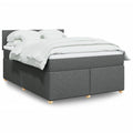 Box spring with dark gray fabric mattress 160x200 cm