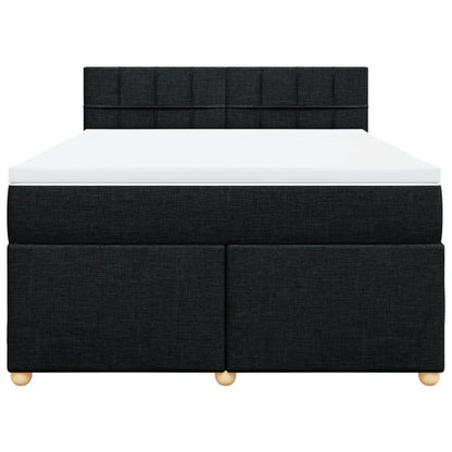 Boxspring met matras stof zwart 160x200 cm
