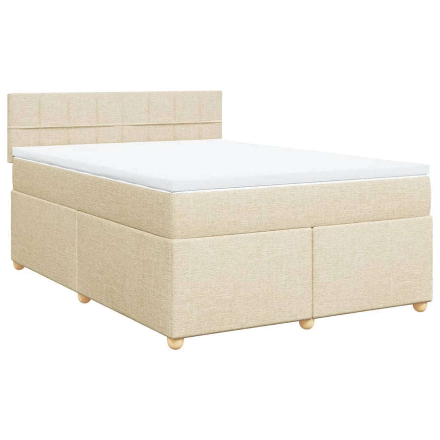Boxspring met matras stof crèmekleurig 160x200 cm