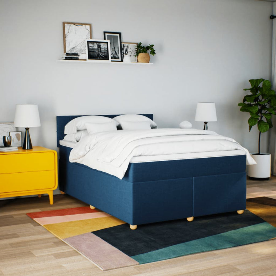 Boxspring met matras stof blauw 160x200 cm