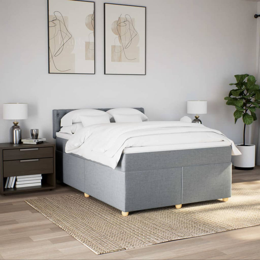 Boxspring met matras stof lichtgrijs 160x200 cm