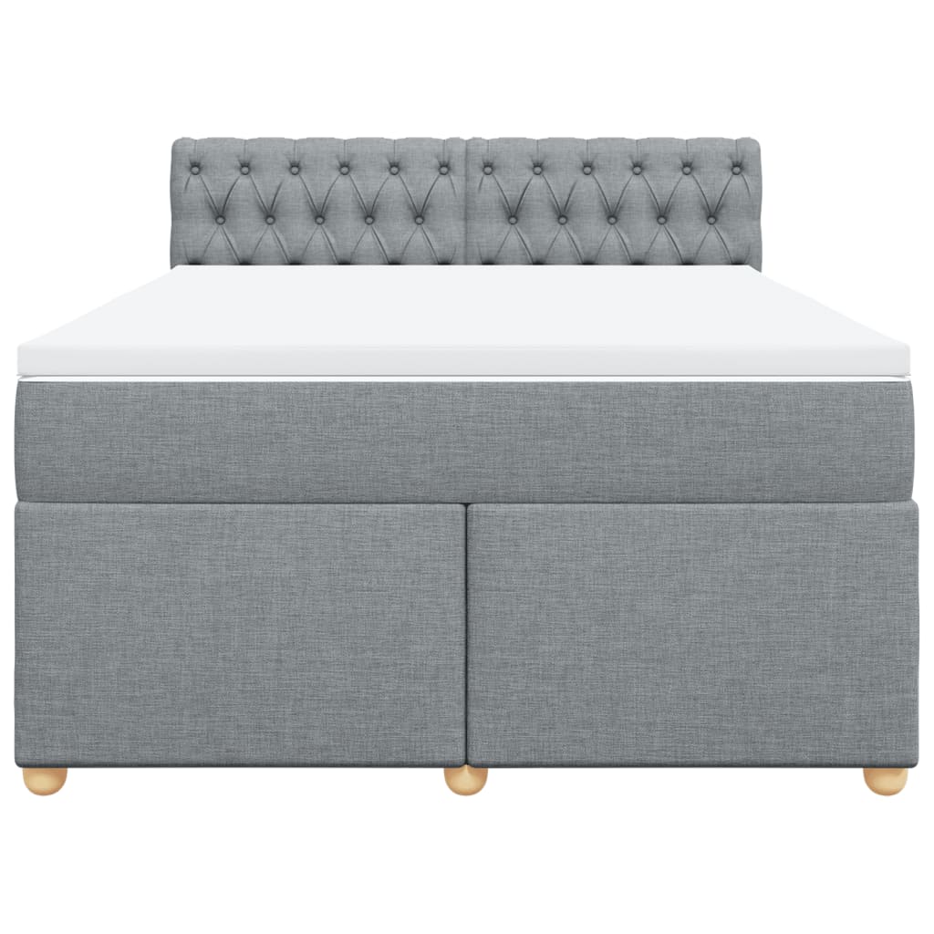Boxspring met matras stof lichtgrijs 160x200 cm