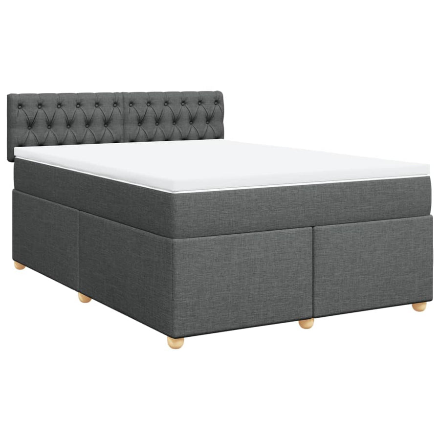 Boxspring met matras stof donkergrijs 160x200 cm