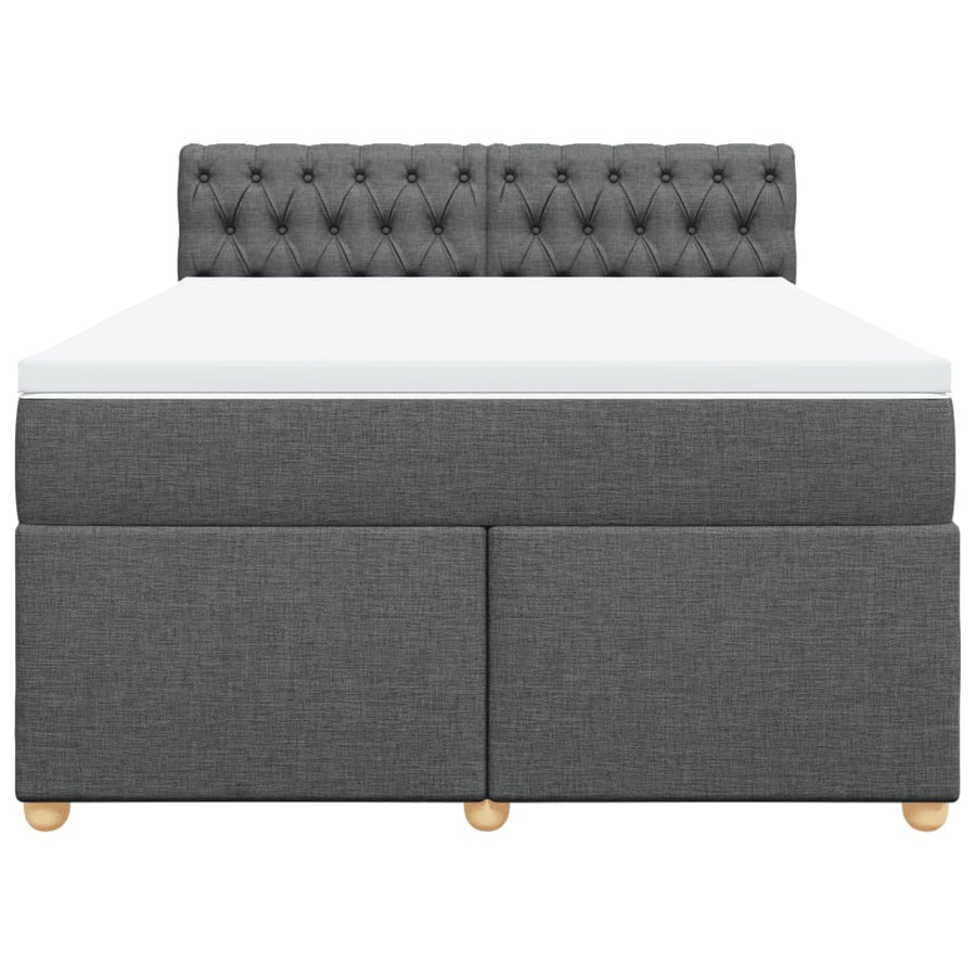 Boxspring met matras stof donkergrijs 160x200 cm
