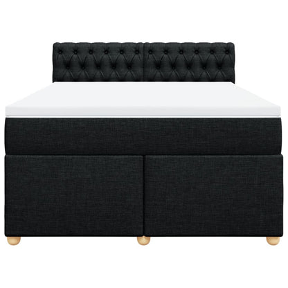 Boxspring met matras stof zwart 160x200 cm