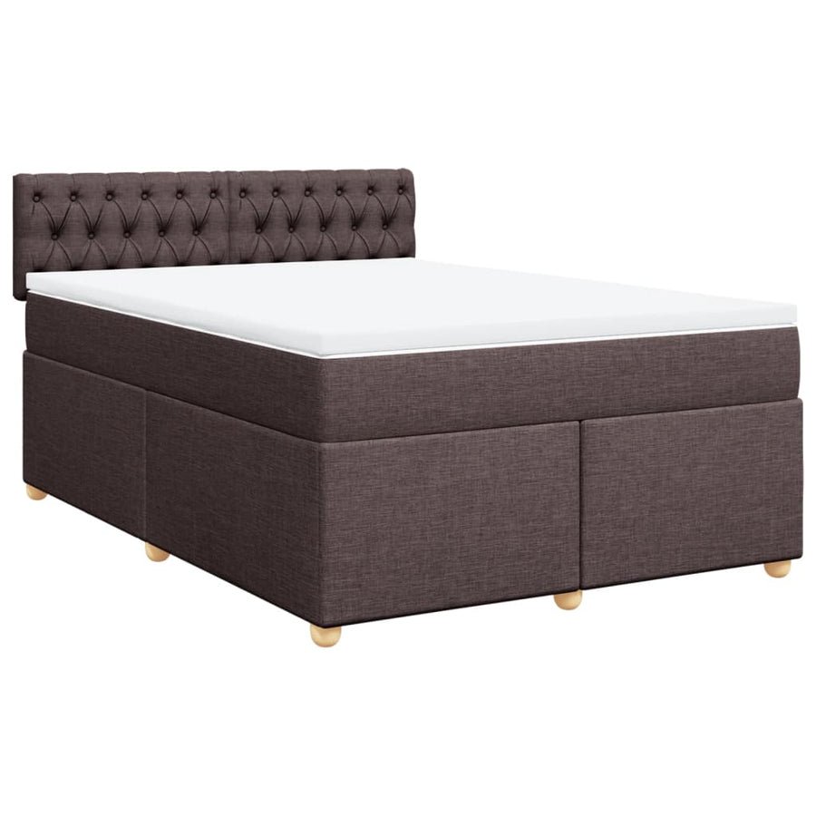 Boxspring met matras stof donkerbruin 160x200 cm
