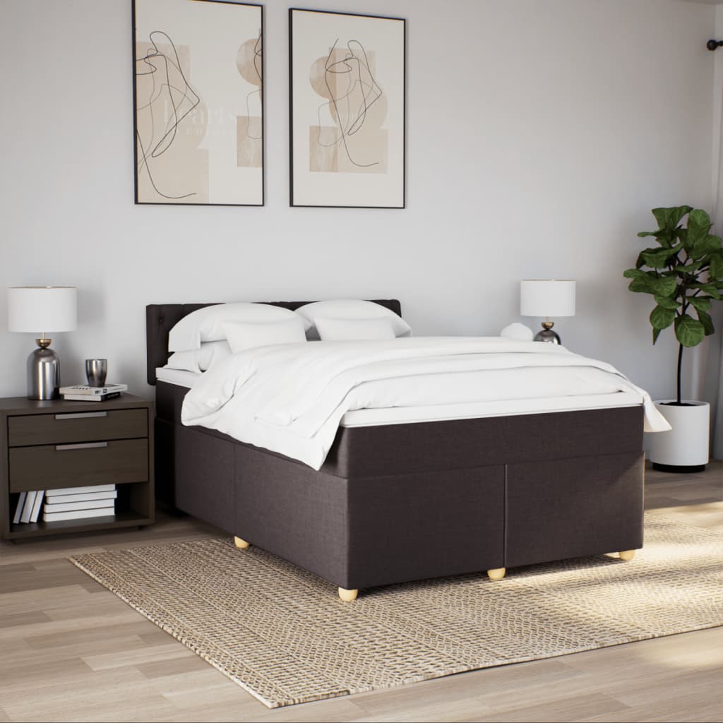 Boxspring met matras stof donkerbruin 160x200 cm