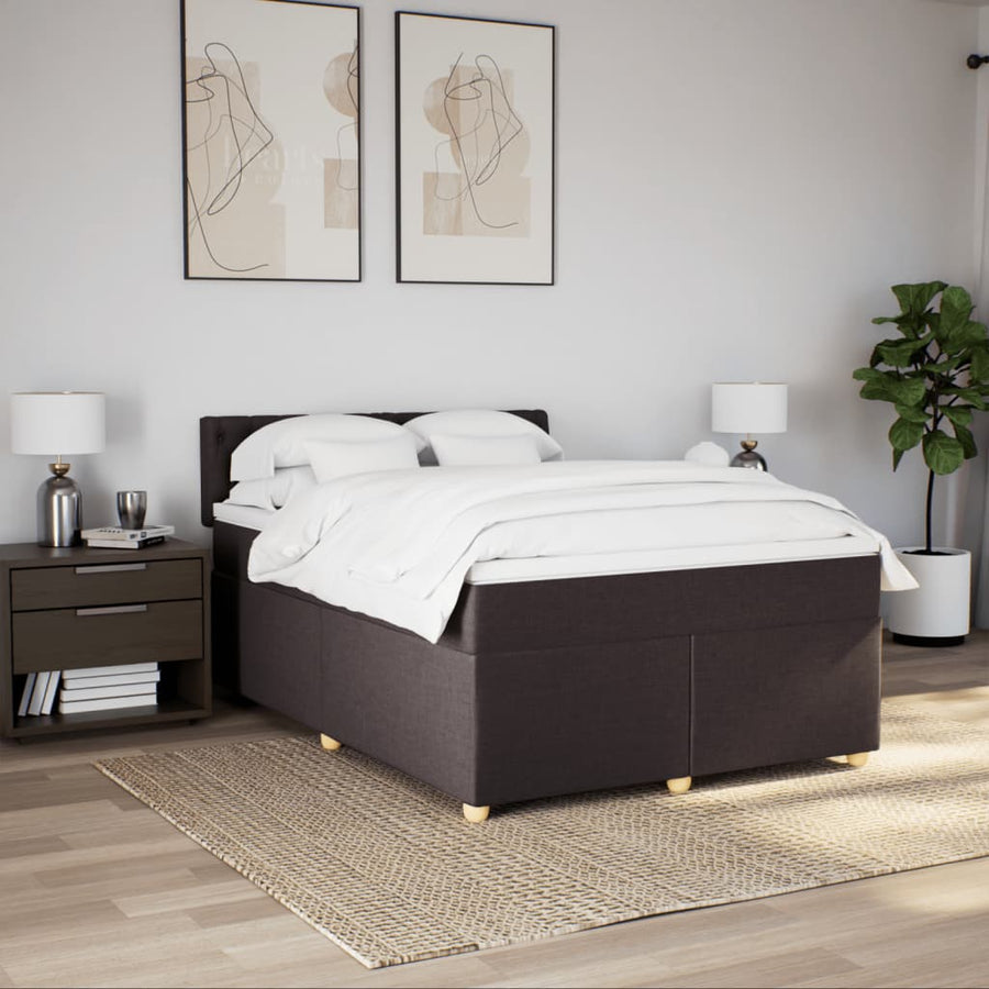 Boxspring met matras stof donkerbruin 160x200 cm