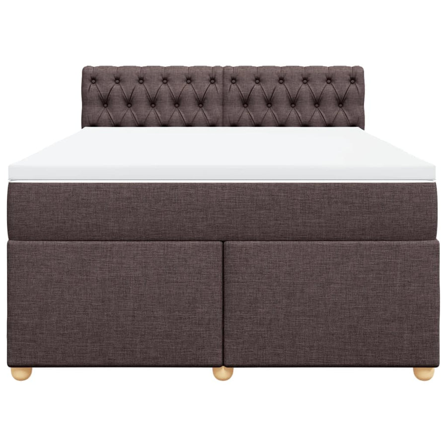 Boxspring met matras stof donkerbruin 160x200 cm