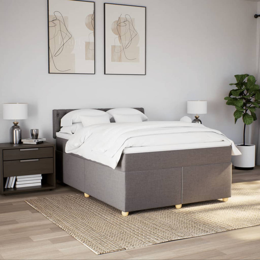 Boxspring met matras stof taupe 160x200 cm
