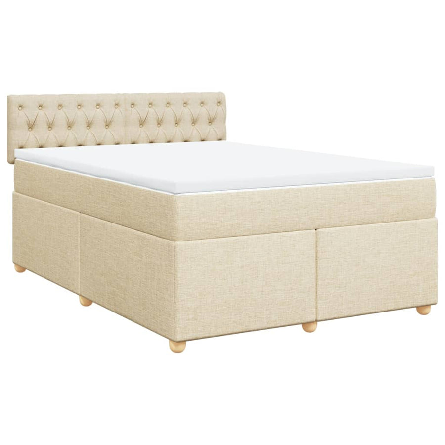 Boxspring met matras stof crèmekleurig 160x200 cm