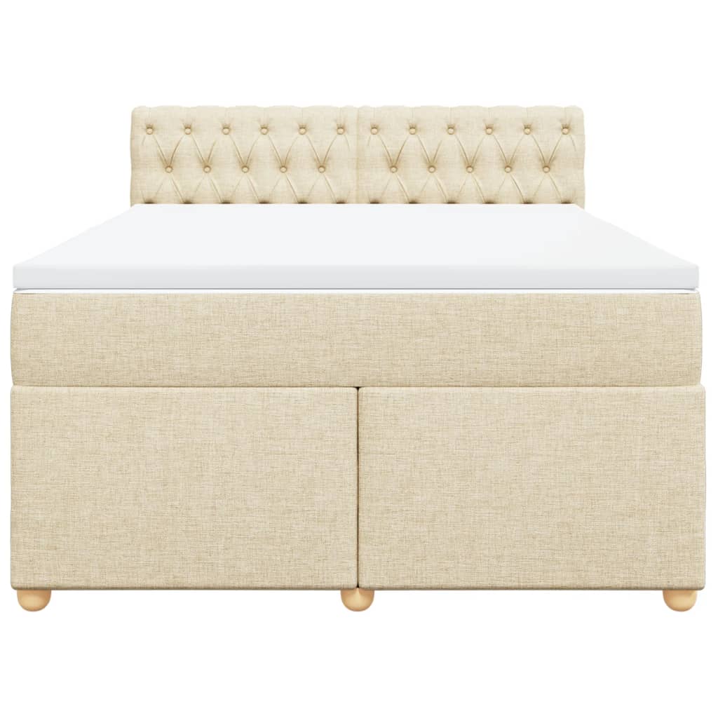 Boxspring met matras stof crèmekleurig 160x200 cm