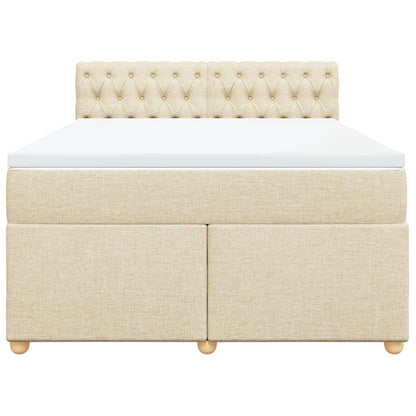 Boxspring met matras stof crèmekleurig 160x200 cm