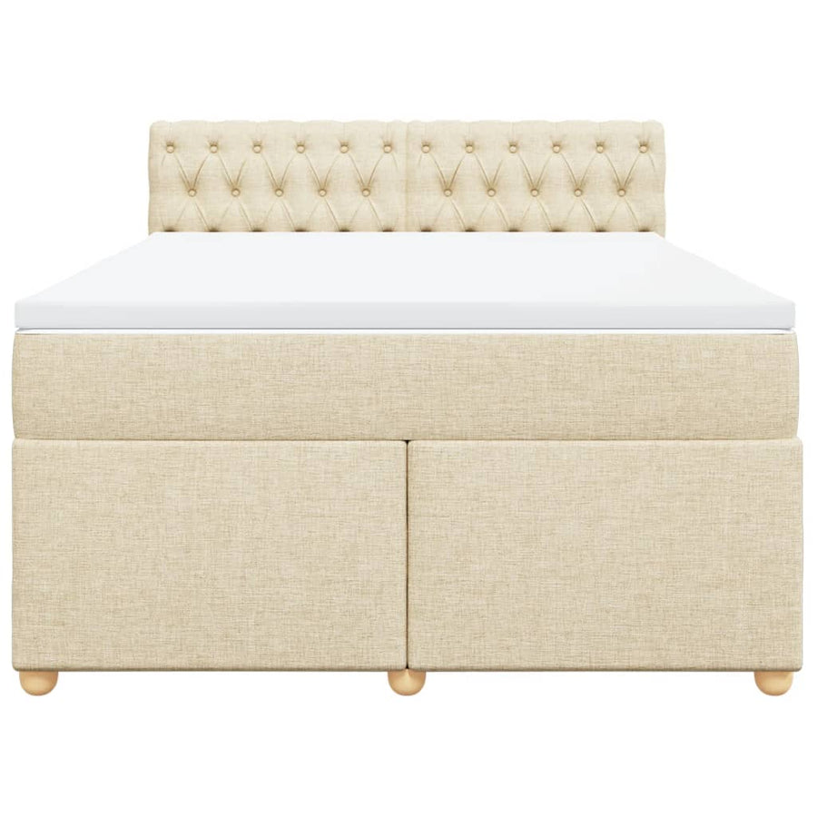 Boxspring met matras stof crèmekleurig 160x200 cm