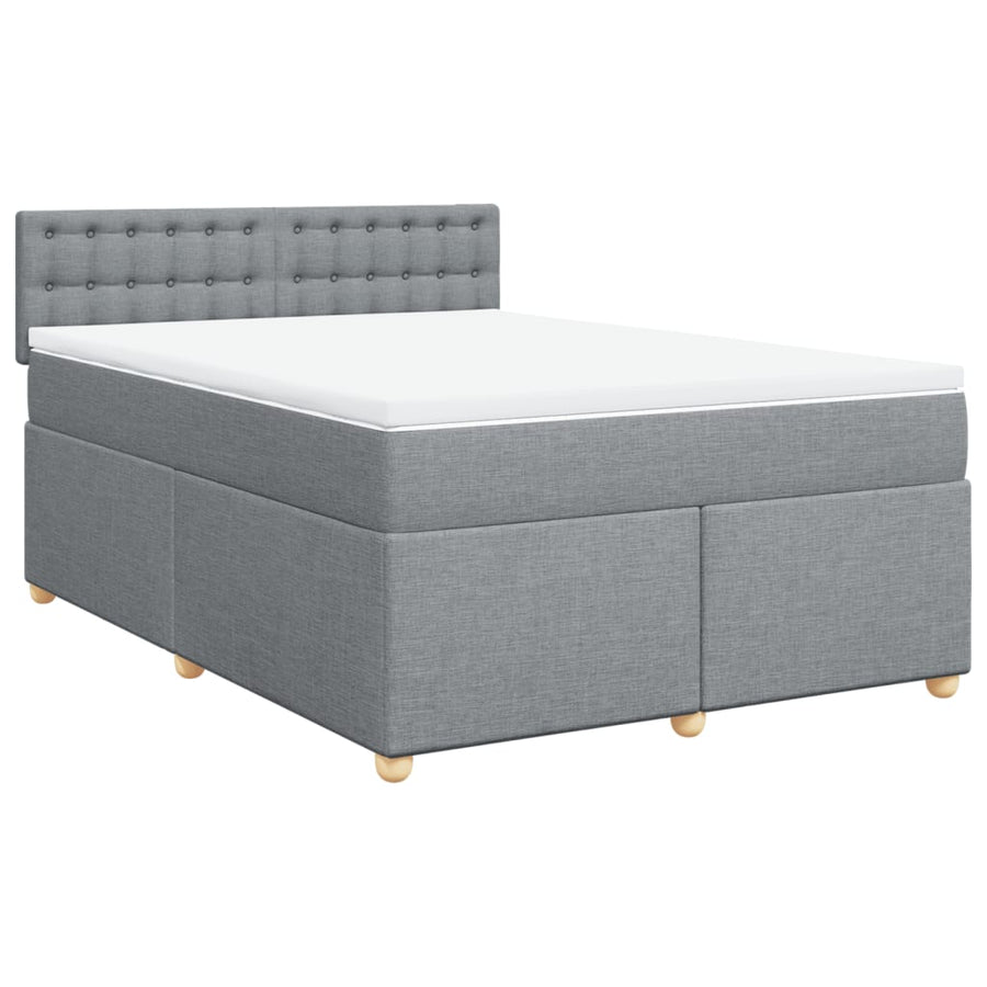 Boxspring met matras stof lichtgrijs 160x200 cm