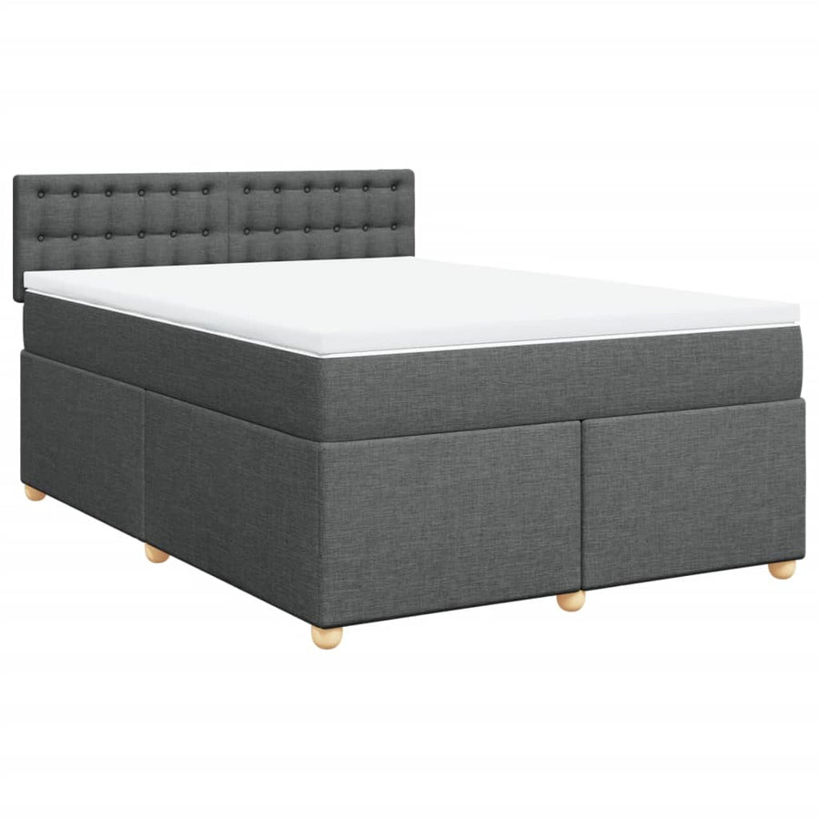 Boxspring met matras stof donkergrijs 160x200 cm