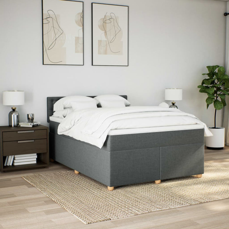 Boxspring met matras stof donkergrijs 160x200 cm