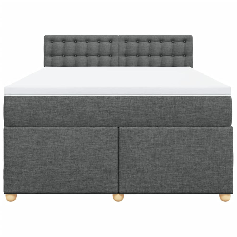 Boxspring met matras stof donkergrijs 160x200 cm