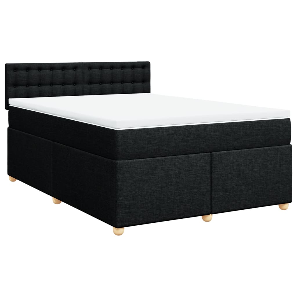 Boxspring met matras stof zwart 160x200 cm