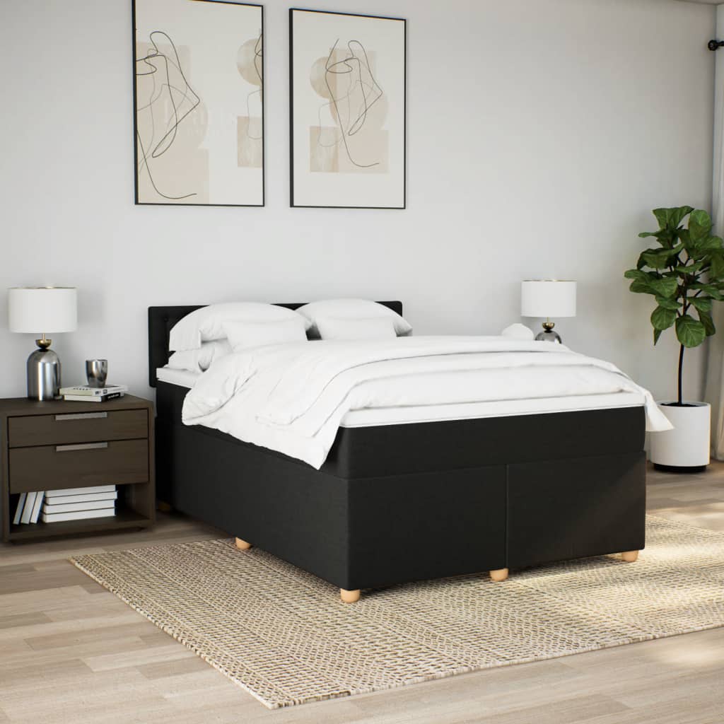 Boxspring met matras stof zwart 160x200 cm