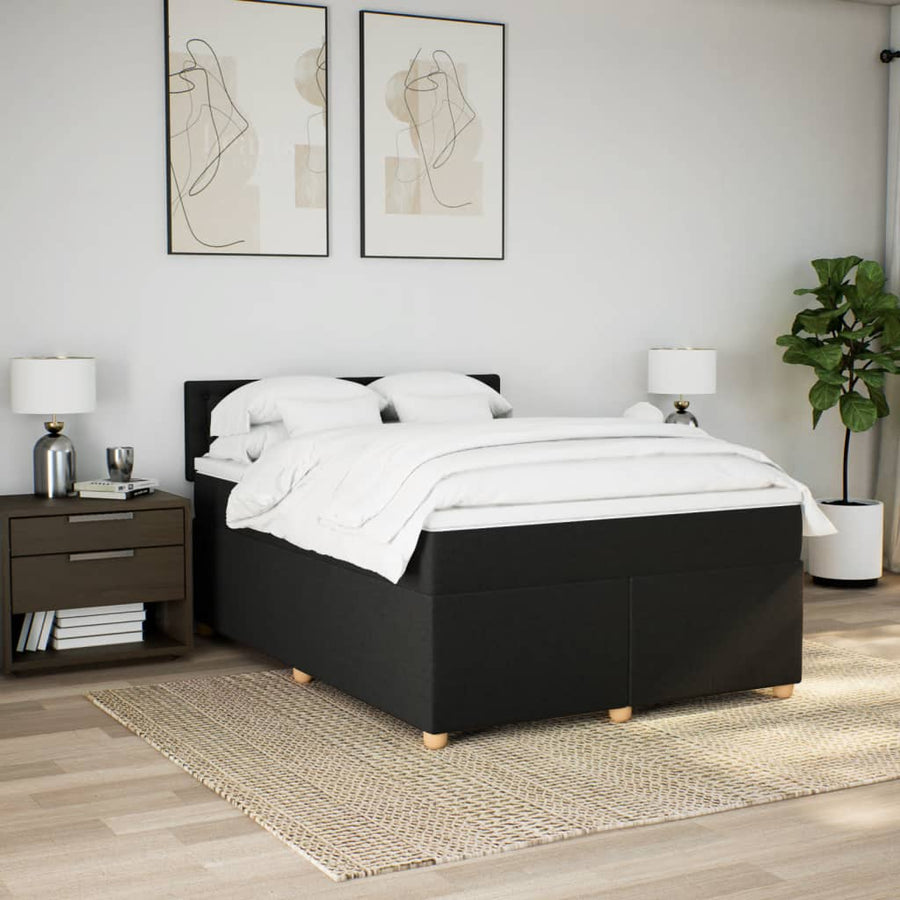 Boxspring met matras stof zwart 160x200 cm