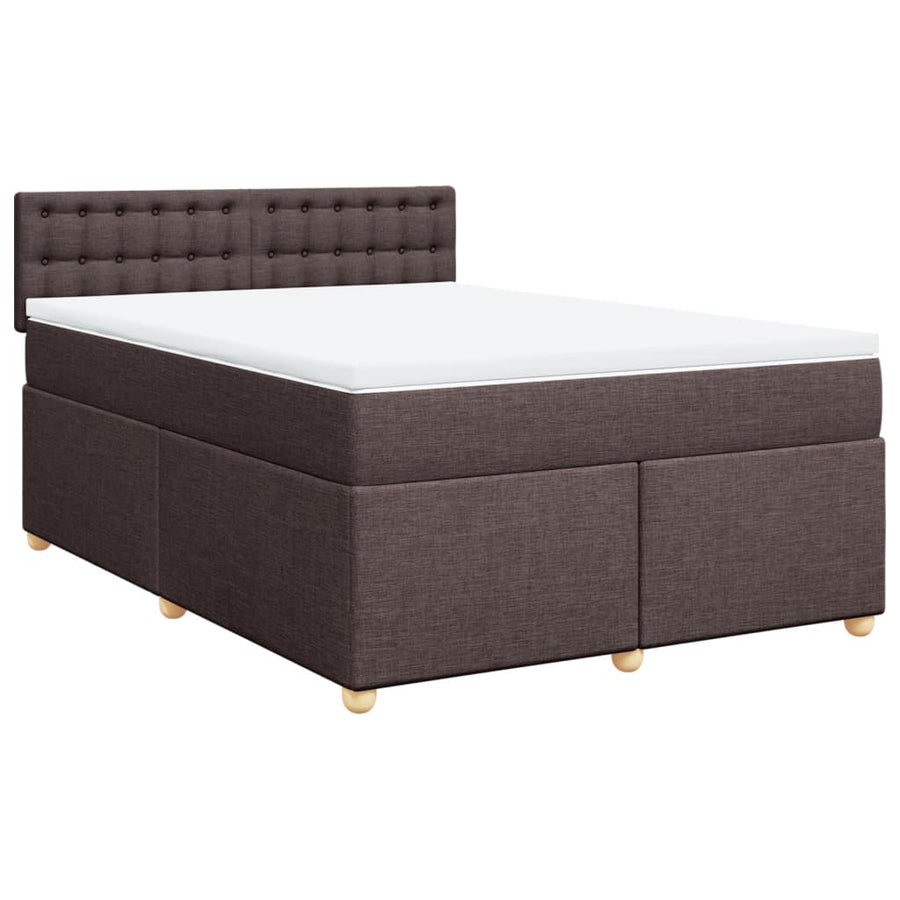 Boxspring met matras stof donkerbruin 160x200 cm
