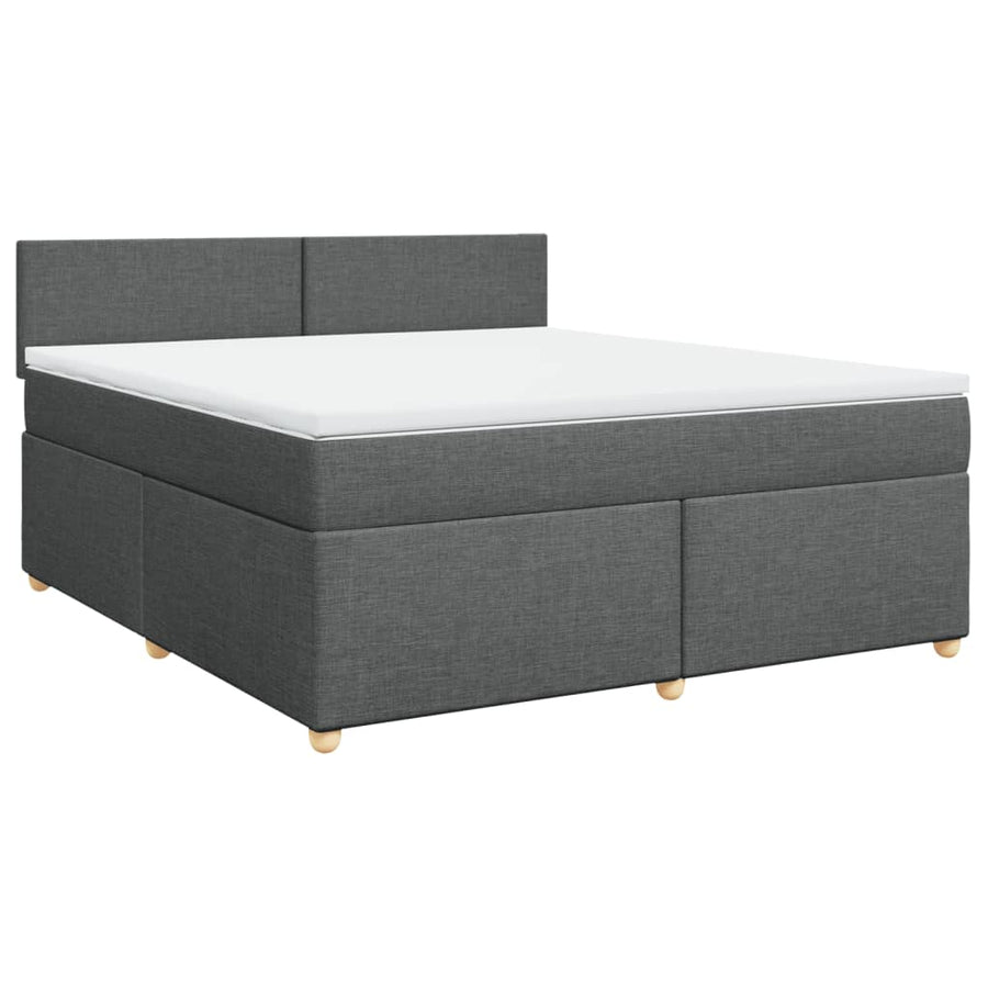 Boxspring met matras stof donkergrijs 180x200 cm