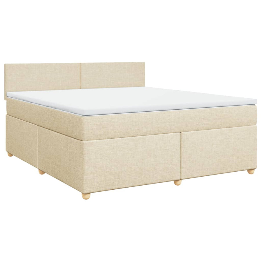 Boxspring met matras stof crèmekleurig 180x200 cm