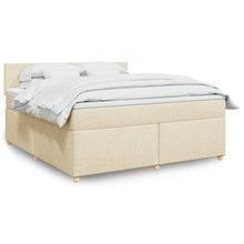 Boxspring met matras stof crèmekleurig 180x200 cm