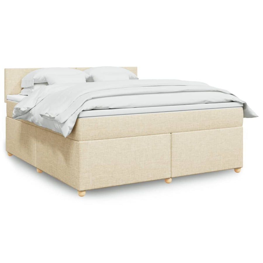 Boxspring met matras stof crèmekleurig 180x200 cm