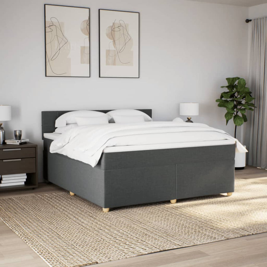 Boxspring met matras stof donkergrijs 180x200 cm