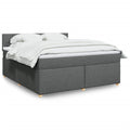 Box spring with dark grey fabric mattress 180x200 cm