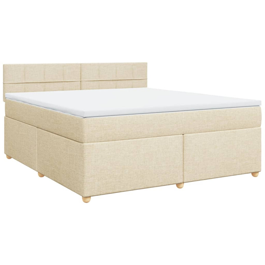 Boxspring met matras stof crèmekleurig 180x200 cm