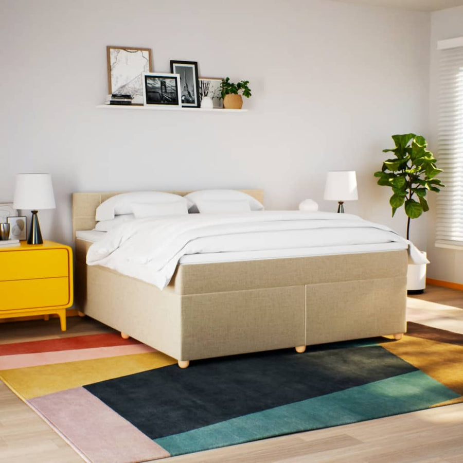 Boxspring met matras stof crèmekleurig 180x200 cm