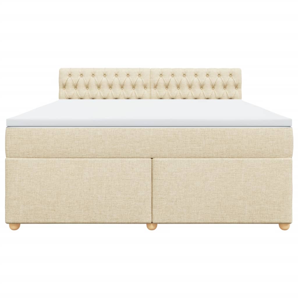 Boxspring met matras stof crèmekleurig 180x200 cm