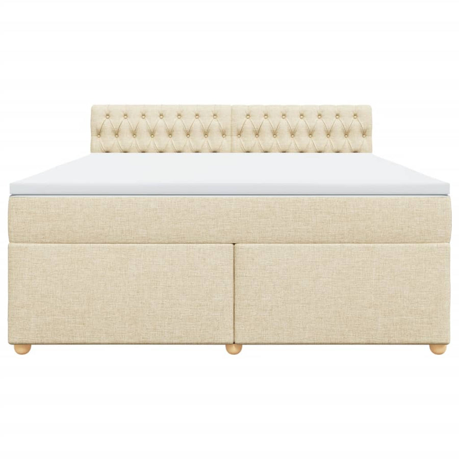 Boxspring met matras stof crèmekleurig 180x200 cm