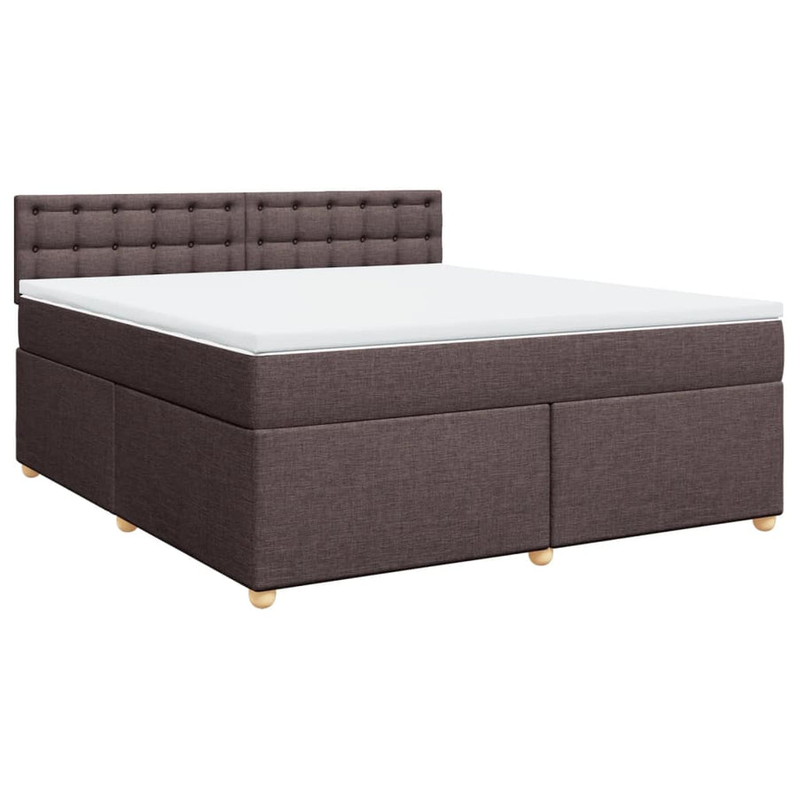 Boxspring met matras stof donkerbruin 180x200 cm