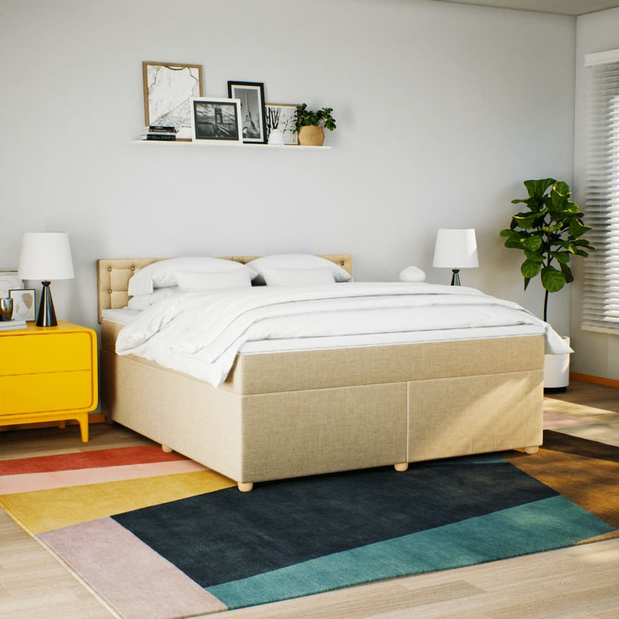 Boxspring met matras stof crèmekleurig 180x200 cm