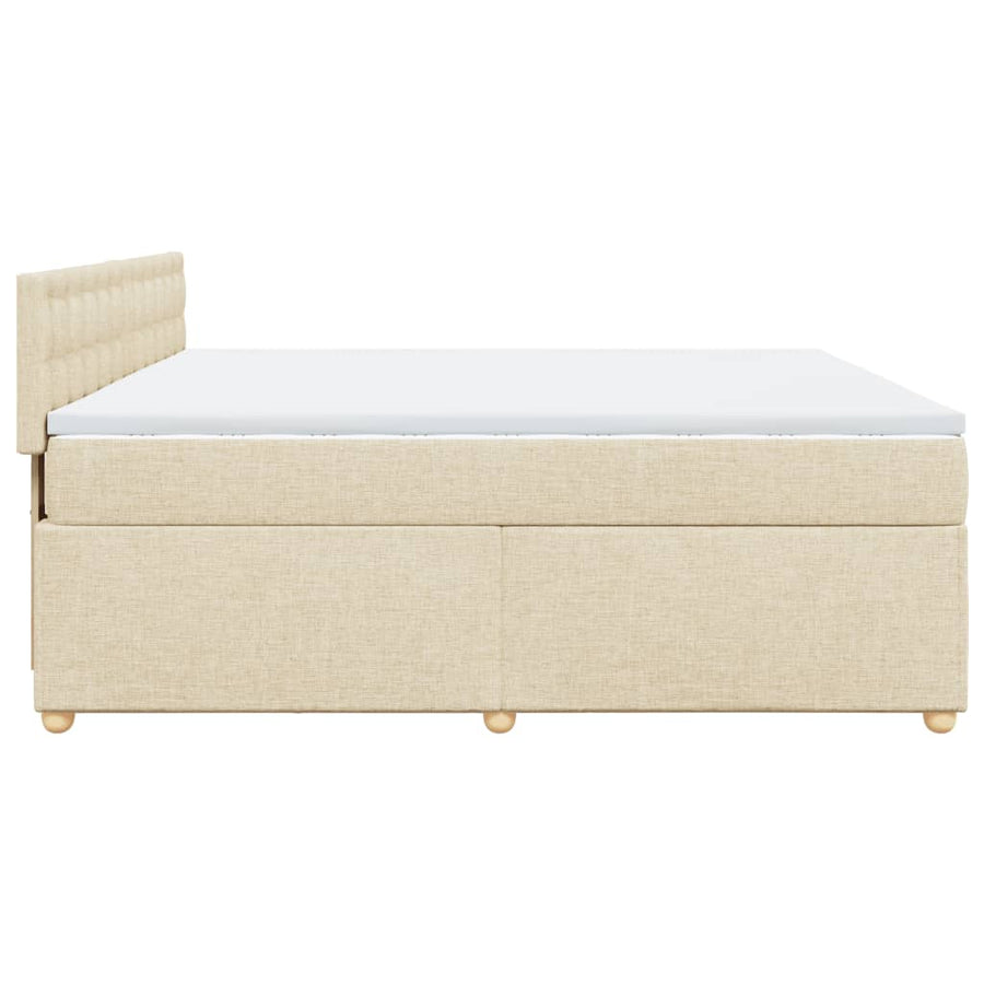 Boxspring met matras stof crèmekleurig 180x200 cm